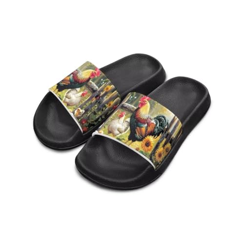 Image of Unisex Slides for Girls Boys Comfortable Slippers Slides Non-slip Shower Shoes House Fashion Thick for Indoor & Outdoor Gifts