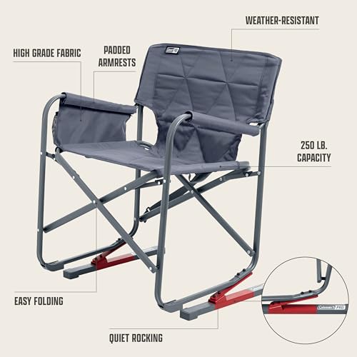 Coleman Pro Rocker Chair, Easy & Fast Folding, 250lb Capacity, Mussel - image 5