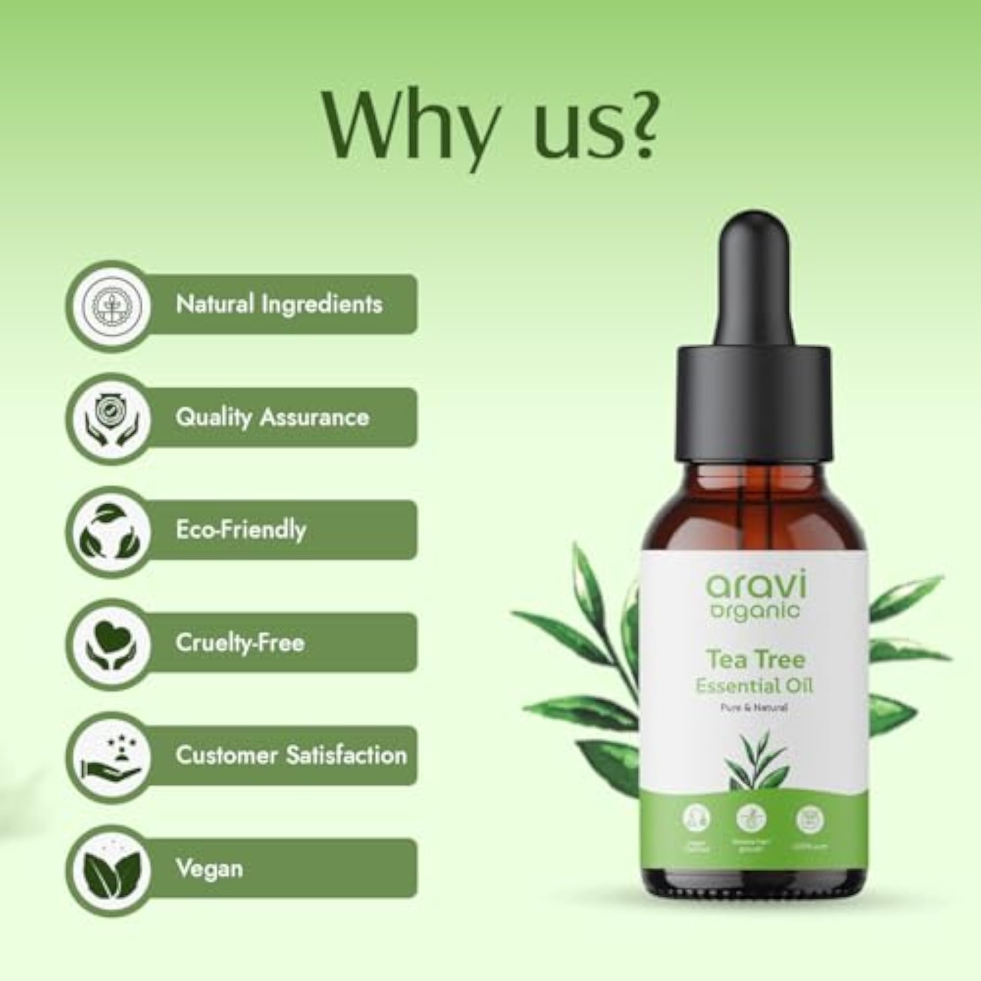 Aravi Organic 100% Pure Tea Tree And Peppermint Essential Oil