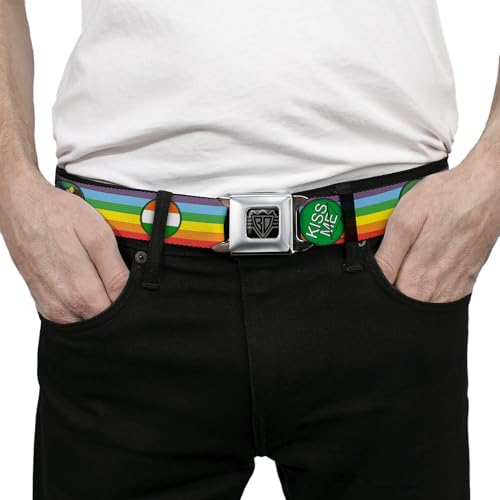 Cinturón con hebilla de seguridad Buckle-Down tréboles San Patricio multicolor ajustable 24-38 3