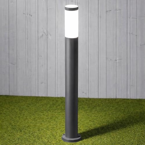 CGC Lighting Lampada da giardino per vialetto da esterno, applique a led con lampione (Grigio, Grande)