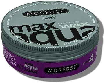 Morfose Max Aqua Hair Gel Wax with Shiny and Strong Hold, Manage Flyaways, Braids, and Curls, Professional Hair Styling for Women and Men, 5.92 fl. oz, (max aqua)