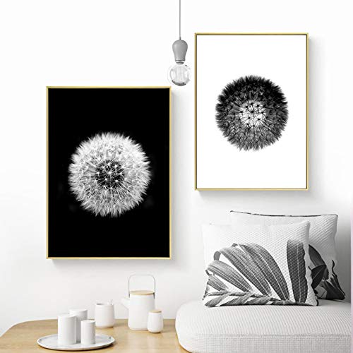 Impression toile pissenlit nordique noir et blanc pour sublimer un salon contemporain