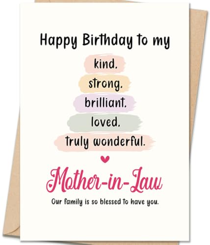 Mother In Law Birthday Card with cake-inspired design