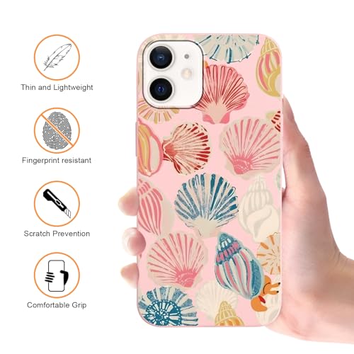 lioscre 2 Packs Ocean Shells Starfish Pattern Phone Case for iPhone 12 6,1", Cute Summer Aesthetic Design Print Funda with Liquid Silicone Shockproof Protection Soft Cover for Women Girls by lioscre - Used condition - Image 5