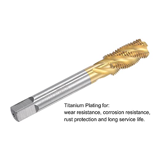 sourcing map Gewindebohrer mit Spiralnut M12 x 1.25 Schnellarbeitsstahl Titanbeschichteter Maschinengewindebohrer 4 Schneidiges Gewindeschneidwerkzeug H2 Toleranz