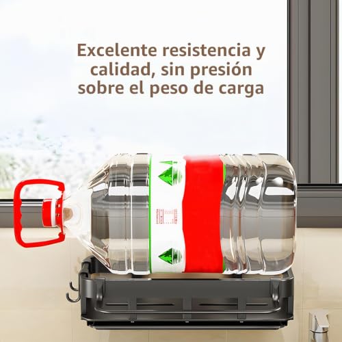 Miniatura 8 de Organizador Multifuncional Para Fregadero, Organizador De Fregadero De Cocina Montado En La Pared, Almacenamiento De Pared De Cocina Sin Perforaciones, Con 2 Soportes Para Palillos, 2 Ganchos Y