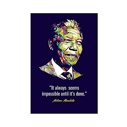 YINGXI Poster Nelson Mandela avec citation de motivation 0 sur toile pour décoration murale de chambre à coucher, paysage sportif, bureau, chambre, cadeau, sans cadre : 30 x 45 cm