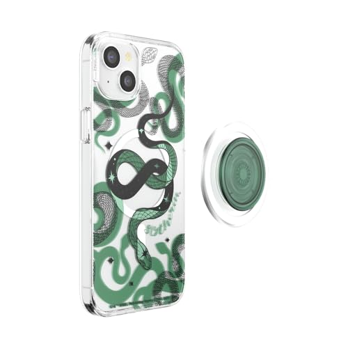 Image of PopSockets iPhone 15 Plus Case with Round Phone Grip Compatible with MagSafe, Phone Case for iPhone 15 Plus, Wireless Charging Compatible, Harry Potter - Slytherin