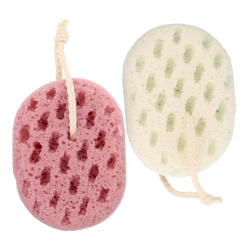 NIYANGLE 2pcs Natural Bathing Sponge Oval Shower Scrubber for Men and Women Enhances Skin Circulation Safe and Gentle for Daily Use Random Colors Random Color