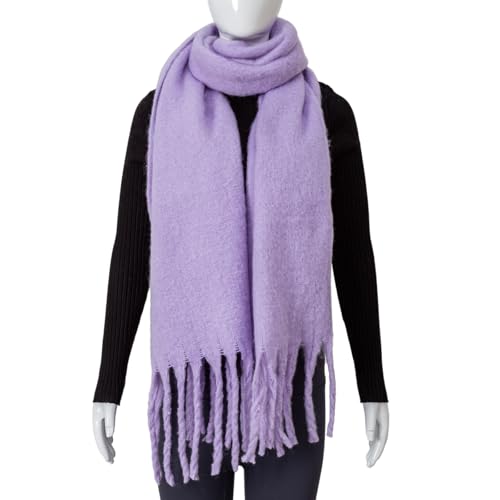 AUSEKALY Women's Scarf Big Colorful Thick Blanket Wrap Winter Oversized Warm Chunky Scarves Solid4