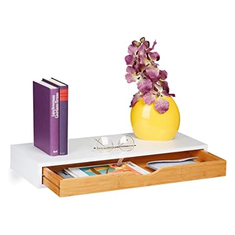 Relaxdays Wandregal mit Schublade, HxBxT: 8 x 60 x 24 cm, Wandschublade skandinavisches Design Cover