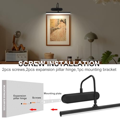Image of HEAGEERO Picture Light Battery Operated,Timer and Dimmable Wireless Accent LightMetal Picture Lights for Wall, Remote Wall Light for Display, Art,Dartbord-Black.