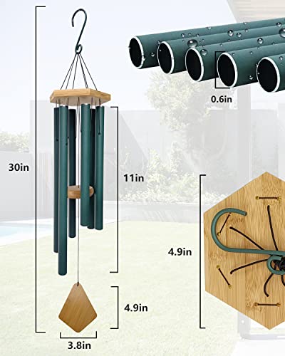 Howarmer Wind Chimes Outdoor Deep Tone, Wind Chimes For Outside, Memorial Wind Chimes With Hook As Gifts For Mother's Day/Housewarming/Christmas, Patio, Garden, Yard, Home Decor. Green #TOP3