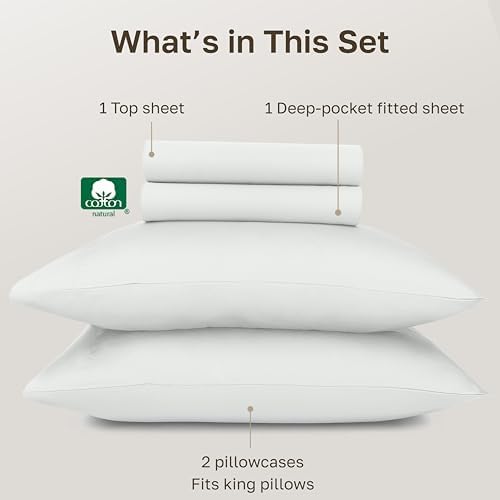 California Design Den 100% Egyptian Cotton Bed Sheets - Certified Authentic Luxury King Sheets Set with Deep Pockets, Soft Sateen, Breathable and Durable Luxury Bedding Set - Ivory