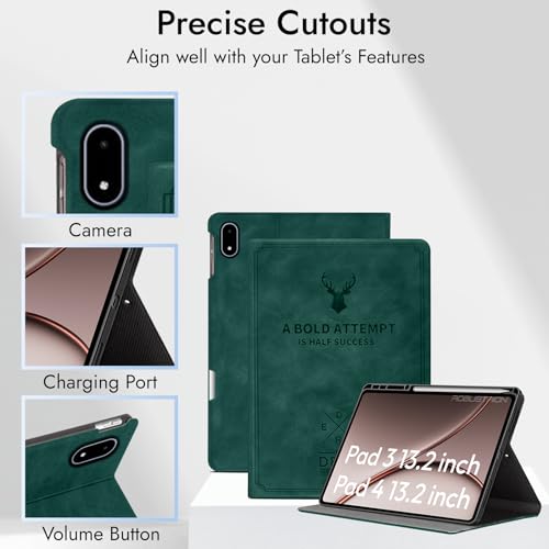 Image of Robustrion Cover Case for OnePlus Pad 4 / OnePlus Pad 3 13.2 inch Cover with [Pencil Holder], Deer Pattern Cover Case for One Plus Pad 4 / Pad 3 Cover 13.2 inch - Dark Green