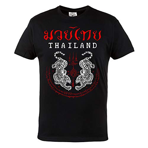 Rule Out Casual T-Shirt. Muay Thai. Thailand Tigers. Kampfkunst. Schwarz (Größe Medium)