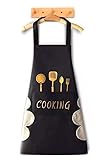 PVC Kitchen Apron, Waterproof Cooking Apron with Coral Fleece Hand Towels, Expandable Pocket, Unisex Chef Apron for Men and Women, Cooking Apron, Painting and Housework(Beige/Gray)
