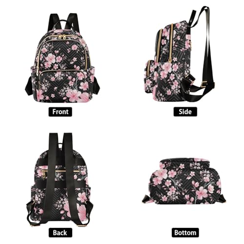 Image of ALAZA Cherry Blossom Sakura Floral Mini Backpack Purse for Women Travel Bag Fashion Daypack Back Pack Shoulder Bag