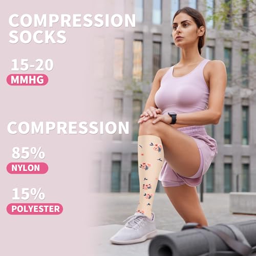 Image of Sooverki Compression Socks for Women & Men 6 Pairs is Best Supportive Knee High Stockings for Circulation, Travel, Nurses