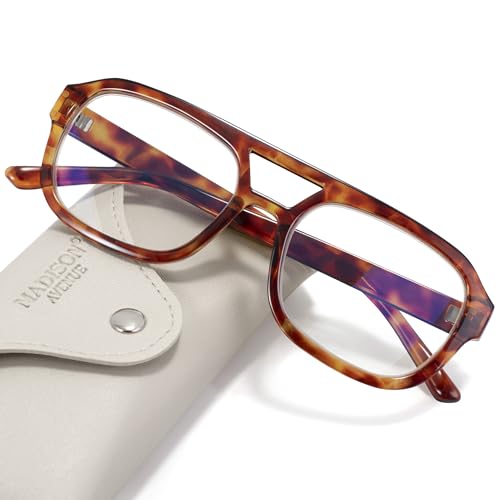 Image of Madison Avenue Retro Aviator Blue Light Glasses for Women Men
