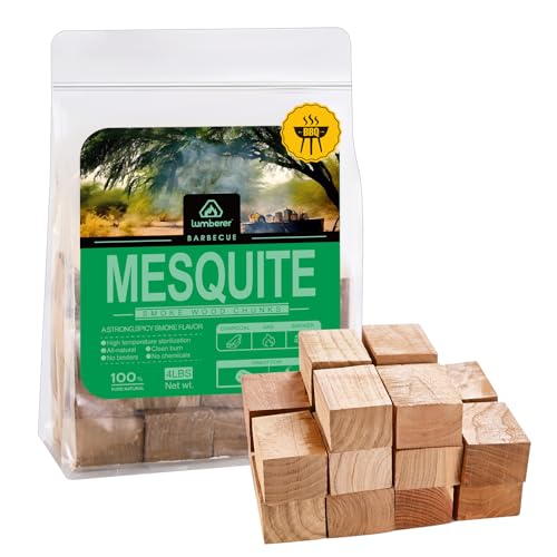 Lumberer Mesquite Wood Smoking Chunks Strong Southwestern Flavor for Red Meat 100% Natural Long Burn 4LBS Clean & Additive-Free