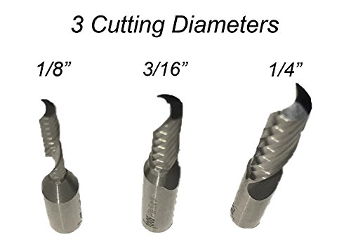 1/4” Shank - O-Flute Carbide Router Bit Set - 3 Pcs - (1/8" 3/16" 1/4") - Acrylic Series - Usa Veteran Owned #TOP2