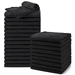 Salon Towels 24 Pack, Microfiber Barber Towel Bulk, (16x29 inches) Hair-Drying Cloth Super Soft Black Hand Cloths for Gym, Bath, Spa Use and Home Beauty Care(Not Bleach Proof)