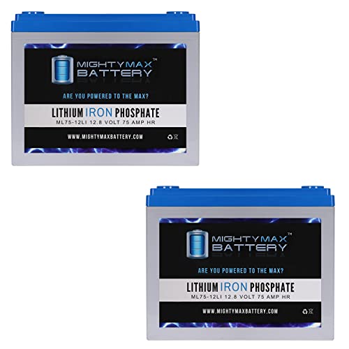 12V 75AH Lithium Replacement Battery Compatible with AGM B-LFP12-75 - 2 Pack