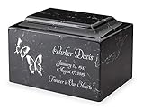 Ebony Butterflies Cremation Urn - Personalized Memorial - Classic Cultured Marble Vault Style Urn - 50 Cubic Inch Capacity - Customized Urns for Ashes for People up to 45 Pounds