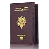 PULABOPassaporto Titolare Cuoio DELL'UNITÀ di elaborazione Del Supporto Del Passaporto Caso Copertura RFID Blocco Viaggio Portafoglio Caffè UE Francia Costo-