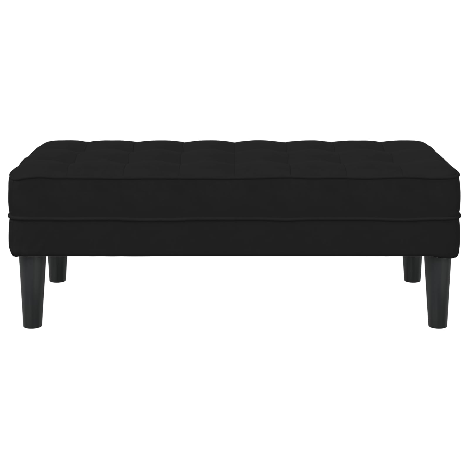 Samt Bank Schwarz, 113x57x39 cm, Modernes Design, Sitzbank für 2 Personen, Robustes Naturholz, Ideal für Wohnzimmer, Flur, Esszimmer