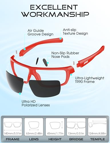 Image of ATTCL Polarized Sunglasses Men for Fishing: UV Protection Lightweight TR90 Sports Wrap Sun Glasses Driving Golf Running