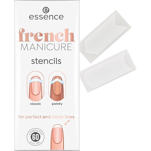 essence french MANICURE stencils, Künstliche Fingernägel, Nr. 01, Weiss, Expressergebnis, French Manicure, Nanopartikel frei, 1er Pack (60pcs)