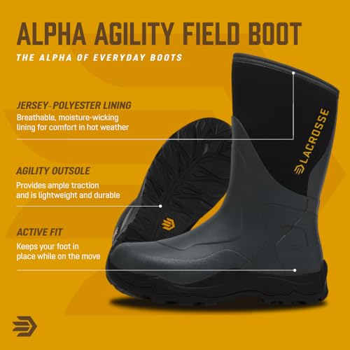 Image of LaCrosse Alpha Agility Field Boot for Men - Hunting Shoes with Jersey /Polyester Lining, Active Fit, Kick-Off Heel Plate, Non-Insulated