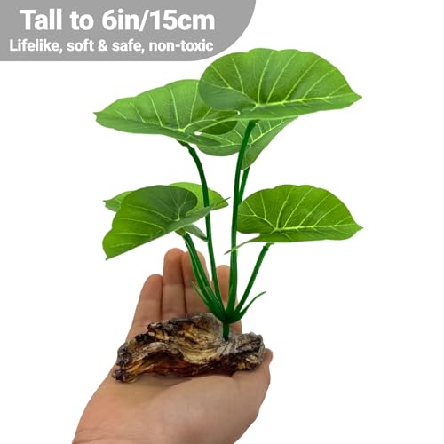 2-Pack Aquarium Decor Fish Tank Decorations 6-inch Betta Fish Tank Plants Leaf Hammock, Artificial Silk Aquarium Plants Betta Tank Accessories, Goldfish, Reptiles Plant Decor Driftwood - Image 4
