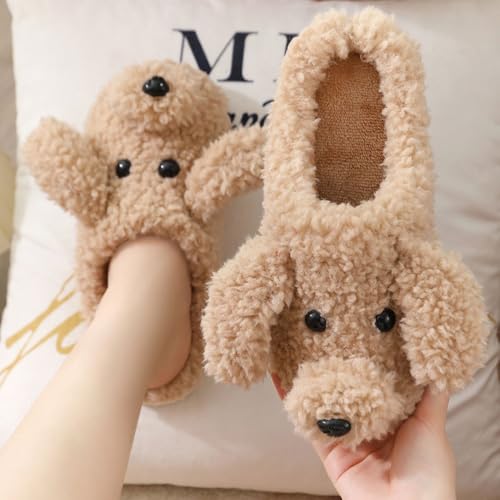 Dog Slippers for Women Cute Animal Soft-soled Fluffy Cozy Fuzzy Plush Girls Winter Warm Home Bedroom Indoor3
