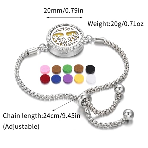 12pcs Stainless Steel Diamond Bracelet, Aroma Alloy Bracelet, Angel Wings String, Tree of Life String2