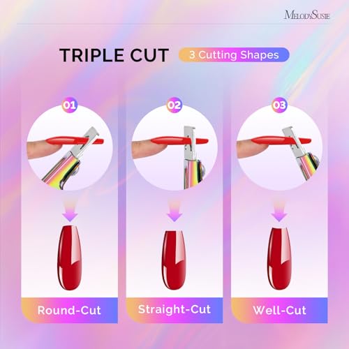 Image of MelodySusie Acrylic Nail Clippers with 15pcs Magnet Sizers, Professional Nail Clippers Cutters for Long Acrylic Gel Nails Tips, Adjustable Stainless Nail Trimmer, Manicure Tool for Salon Home, Rainbow