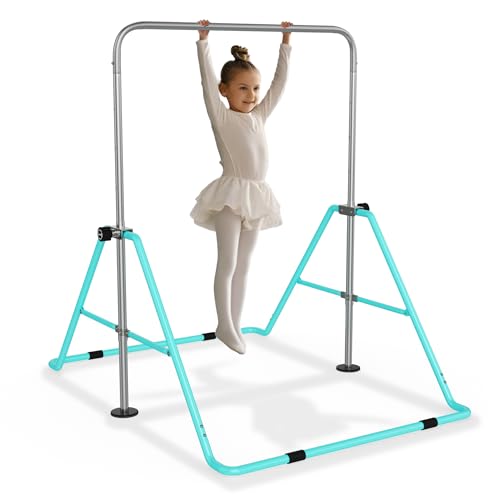 Aufun Barre de gymnastique pliable pour enfants - Réglable en hauteur - Construction en acier robuste - Barres d'équipement d'intérieur junior extensible - Pour l'entraînement à la maison des enfants