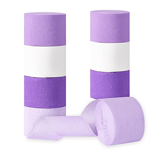 Hdo Crepe Paper Streamers, 8 Rolls 656 Ft Party Streamers Kit, White Purple Gradient Streamer Decoration For Birthday Anniversary Baby Shower Wedding Decorations, 1.8 Inch X 82 Ft/Roll #TOP2