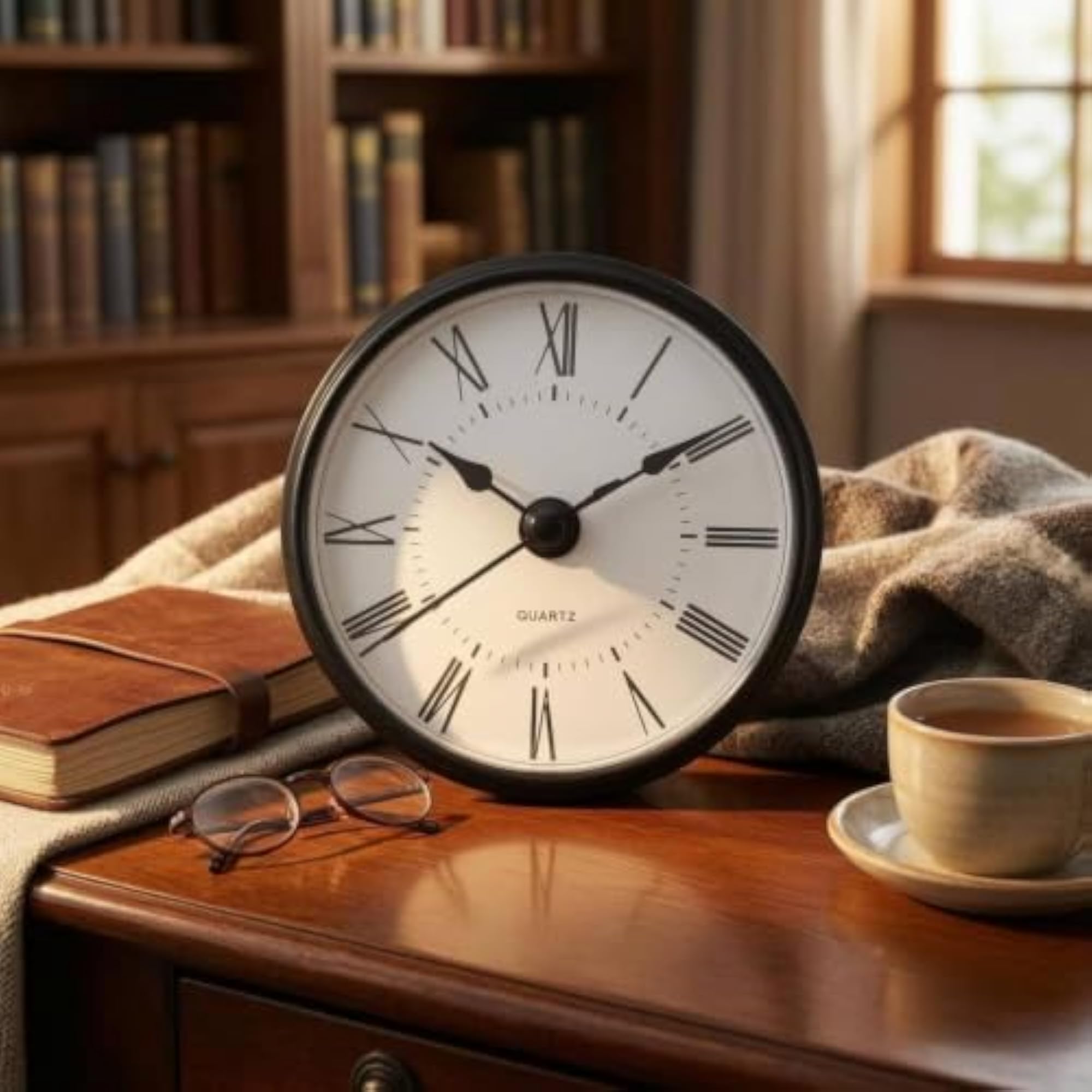 Black Metal Hands Round Quartz Clock Insert
