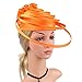Kentucky of Derby Fascinator for Women Tea Party Silk Flower Straw Hat Hair Clip 1920s Flapper Headpiece Ladies Cocktail Bridal Headband Horse Racing Accessories Orange