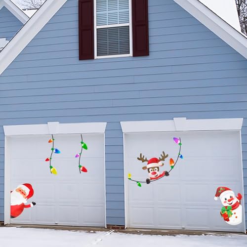 Image of 44 Pieces Christmas Car Refrigerator Decorations - Reflective Bulb Light Santa Reindeer Tree Snowman Magnet Accessories Set Xmas Holiday Cute Decor