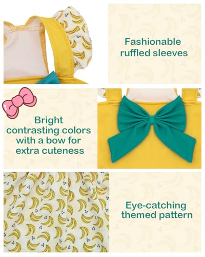 Image of CuteBone Dog Dress for Small Dogs Girl, Banana Summer Dresses with Bow & Ruffle Sleeve, UPF50+ Sun Protection, Cute Pet Clothes for Puppy for Birthday Wedding Party Beach ZSFX03L