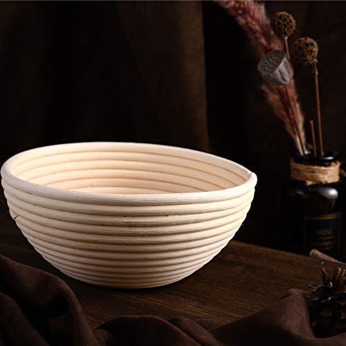 Pack de 2 canastas de pan Banneton de 22cm en ratán natural con tela de lino 7