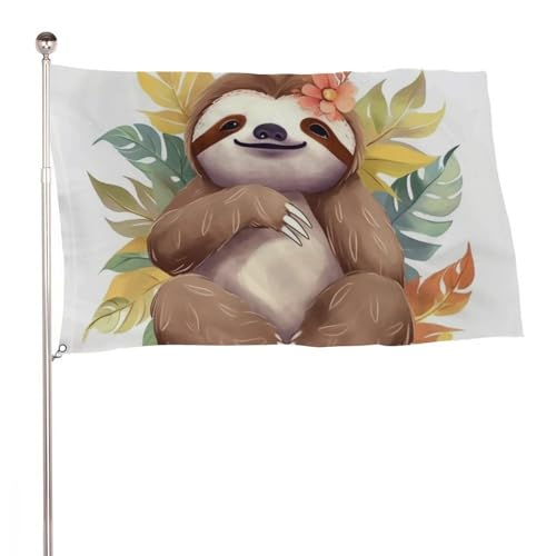 Drapeau de jardin paresseux mignon 152x243 cm avec œillets