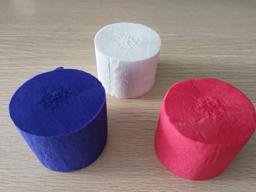 Image of 3 Rolls 4th of July Crepe Paper Streamers, Red White Blue Crepe Paper Decorations for Independence Day Patriotic Party Hanging Backdrop DIY Decoration