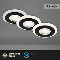 Briloner Leuchten - 3er Set Einbauleuchten Decke LED, LED Lichtring, Einbaulampen flach, Einbaustrahler Bad, Badeinbaustrahler IP44, Schwarz, 84x34 mm (DxH) – Ansicht 2