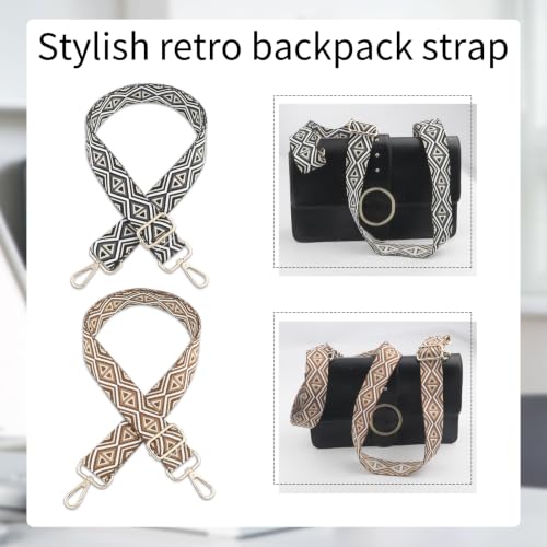 Image of 2 Pack Adjustable Crossbody Purse Straps,1.5 inch Wide Replacement Shoulder Straps for Handbags, Retro Jacquard Embroidered Multi-Pattern Bag Strap for Crossbody & Shoulder Bags